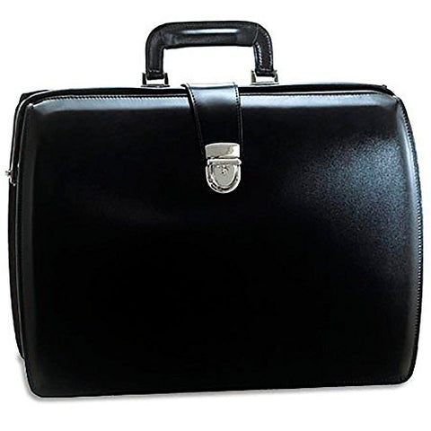 Jack Georges Mens [Personalized Initials Embossing] Elements Classic Leather Briefcase in Black