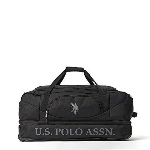 U.S. Polo Assn. Men'S 30In Deluxe Rolling Duffle Bag, Split Level Storage, Black