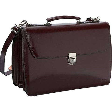 Jack Georges Elements Triple Gusset Flap Leather Briefcase W/open Back Pocket - Burgundy