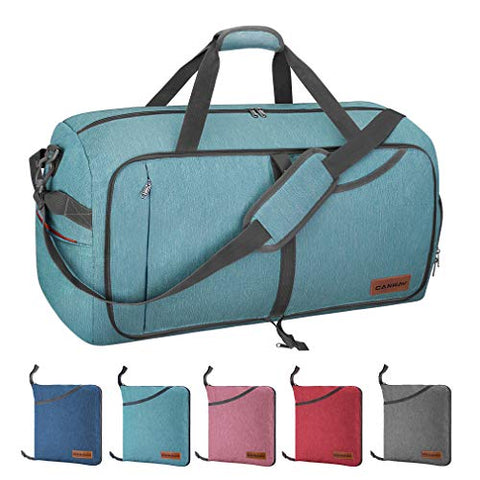 Canway 85L Travel Duffel Bag, Foldable Weekender Bag with Shoes Compartment for Men Women Water-proof & Tear Resistant (Mint Green, 85L)