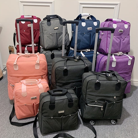 2 Pcs Minimalist Versatile Luggage Bag Set : Large Capacity Suitcase With Wheels & Luggage Shoulder Bag