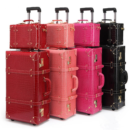 Retro Bag Luggage Set Suitcase Women Men Travel Bags,Leather The Box Pu Trolley Cosmetic Case,New