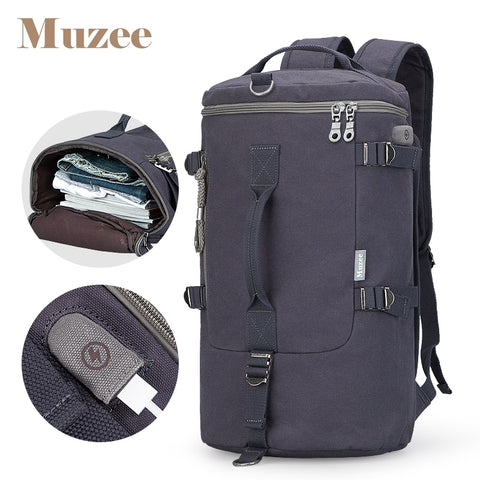 Muzee High Capacity Travel Bag Cylinder Packbage Multifunction Rusksack Male Fashion Backpack