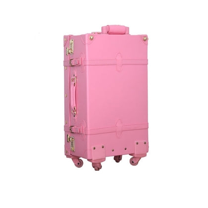 Vintage Universal Wheels Trolley Luggage,Retro Korea Fashion Pu Leather Trolley Luggage,12 20 22